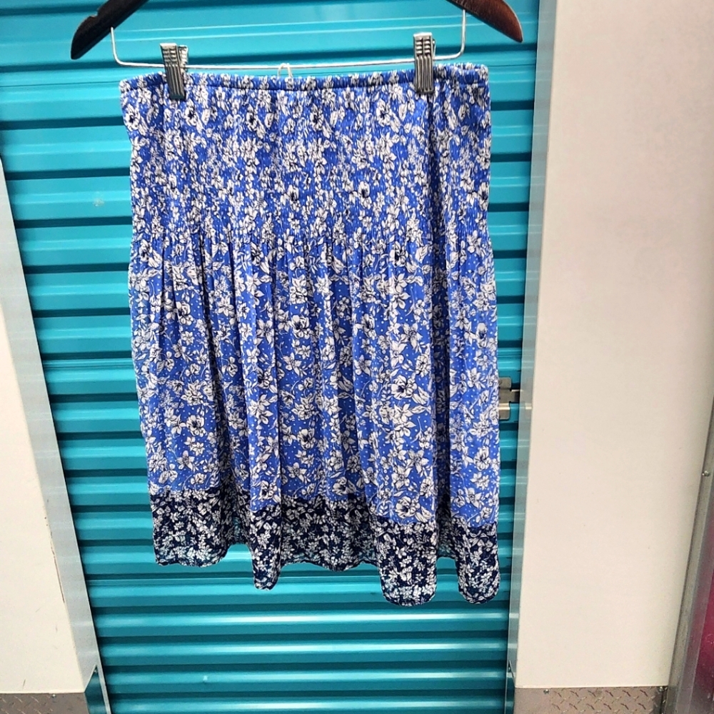 Floral Blue and Black Women's Skirt